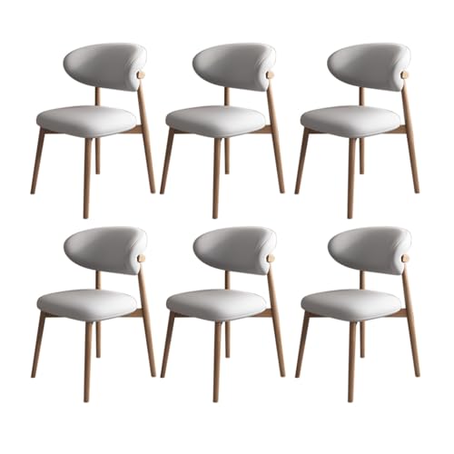 JSWHYBD Massivholz Esszimmerstuhl Esszimmerstühle 4er Set PU Leder Rückenlehne Holzbeine Hohe Belastbarkeit Geeignet for Restaurant Wohnzimmer Hotel Schlafzimmer(Light Walnut+Light Grey,Set of 6) von JSWHYBD