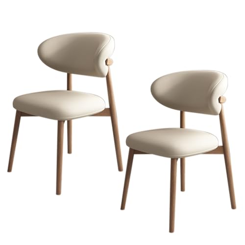 JSWHYBD Massivholz Esszimmerstuhl Esszimmerstühle 4er Set PU Leder Rückenlehne Holzbeine Hohe Belastbarkeit Geeignet for Restaurant Wohnzimmer Hotel Schlafzimmer(Light Walnut+Light Khaki,Set of 2) von JSWHYBD