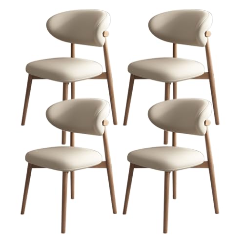 JSWHYBD Massivholz Esszimmerstuhl Esszimmerstühle 4er Set PU Leder Rückenlehne Holzbeine Hohe Belastbarkeit Geeignet for Restaurant Wohnzimmer Hotel Schlafzimmer(Light Walnut+Light Khaki,Set of 4) von JSWHYBD