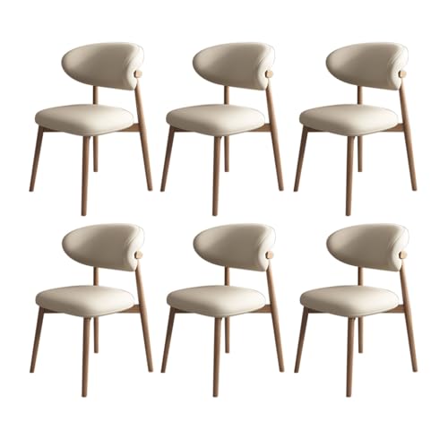 JSWHYBD Massivholz Esszimmerstuhl Esszimmerstühle 4er Set PU Leder Rückenlehne Holzbeine Hohe Belastbarkeit Geeignet for Restaurant Wohnzimmer Hotel Schlafzimmer(Light Walnut+Light Khaki,Set of 6) von JSWHYBD