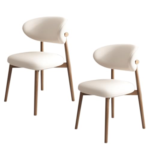 JSWHYBD Massivholz Esszimmerstuhl Esszimmerstühle 4er Set PU Leder Rückenlehne Holzbeine Hohe Belastbarkeit Geeignet for Restaurant Wohnzimmer Hotel Schlafzimmer(Light Walnut+White,Set of 2) von JSWHYBD