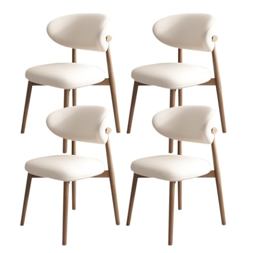 JSWHYBD Massivholz Esszimmerstuhl Esszimmerstühle 4er Set PU Leder Rückenlehne Holzbeine Hohe Belastbarkeit Geeignet for Restaurant Wohnzimmer Hotel Schlafzimmer(Light Walnut+White,Set of 4) von JSWHYBD