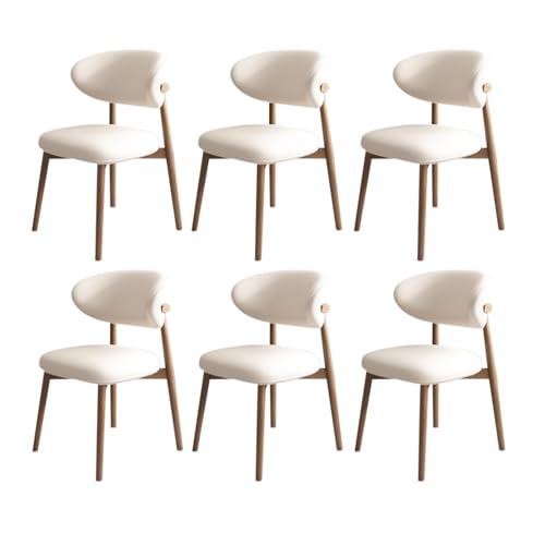 JSWHYBD Massivholz Esszimmerstuhl Esszimmerstühle 4er Set PU Leder Rückenlehne Holzbeine Hohe Belastbarkeit Geeignet for Restaurant Wohnzimmer Hotel Schlafzimmer(Light Walnut+White,Set of 6) von JSWHYBD
