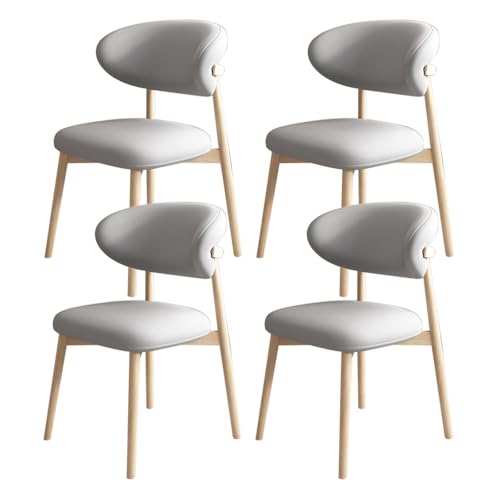 JSWHYBD Massivholz Esszimmerstuhl Esszimmerstühle 4er Set PU Leder Rückenlehne Holzbeine Hohe Belastbarkeit Geeignet for Restaurant Wohnzimmer Hotel Schlafzimmer(Log+Light Grey,Set of 4) von JSWHYBD
