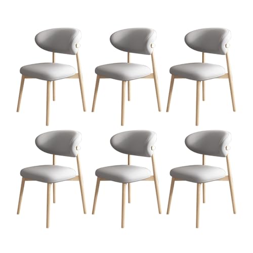JSWHYBD Massivholz Esszimmerstuhl Esszimmerstühle 4er Set PU Leder Rückenlehne Holzbeine Hohe Belastbarkeit Geeignet for Restaurant Wohnzimmer Hotel Schlafzimmer(Log+Light Grey,Set of 6) von JSWHYBD