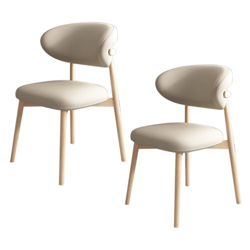 JSWHYBD Massivholz Esszimmerstuhl Esszimmerstühle 4er Set PU Leder Rückenlehne Holzbeine Hohe Belastbarkeit Geeignet for Restaurant Wohnzimmer Hotel Schlafzimmer(Log+Light Khaki,Set of 2) von JSWHYBD