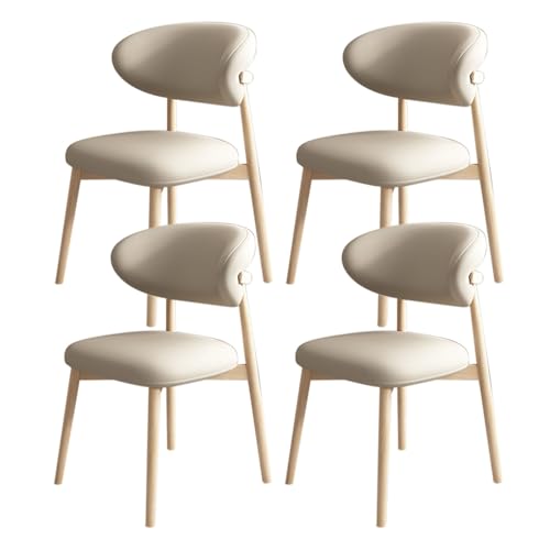 JSWHYBD Massivholz Esszimmerstuhl Esszimmerstühle 4er Set PU Leder Rückenlehne Holzbeine Hohe Belastbarkeit Geeignet for Restaurant Wohnzimmer Hotel Schlafzimmer(Log+Light Khaki,Set of 4) von JSWHYBD