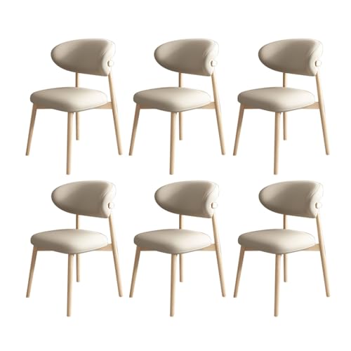 JSWHYBD Massivholz Esszimmerstuhl Esszimmerstühle 4er Set PU Leder Rückenlehne Holzbeine Hohe Belastbarkeit Geeignet for Restaurant Wohnzimmer Hotel Schlafzimmer(Log+Light Khaki,Set of 6) von JSWHYBD