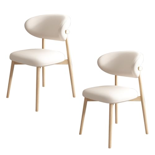 JSWHYBD Massivholz Esszimmerstuhl Esszimmerstühle 4er Set PU Leder Rückenlehne Holzbeine Hohe Belastbarkeit Geeignet for Restaurant Wohnzimmer Hotel Schlafzimmer(Log+White,Set of 2) von JSWHYBD