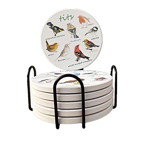 6 STK Untersetzer Gläser Kork Keramik Rund Mit Metallhalter Glasuntersetzer Rund 4 Zoll Verschiedene Vögel Muster Fur Tassen 6 STK Untersetzer Gläser Kork Keramik Rund Mit Metallhalter Glasuntersetzer Rund 4 Zoll Verschiedene Vögel Muster Fur Tassen von JSWLYWMTPJ