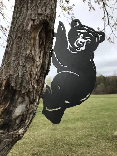 Draußen Metall Bär Baum Deko Garten Hängend,Tiere Waschbär Statue Silhouette Kunst Dekoration Terrassen Hof Deko von JSWLYWMTPJ