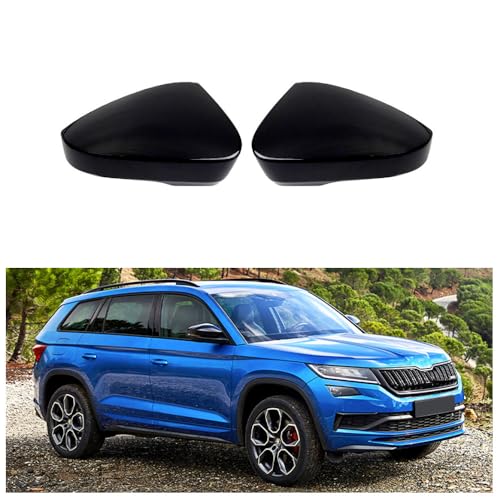 JSYDMA 1 Paar Auto Spiegelkappen Ersatz für Skoda Kodiaq 2017-2021, Auto Rückspiegel Abdeckung Flügel Seite Rückspiegel Kappe Zubehör, B-Piano Black von JSYDMA