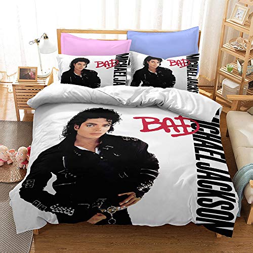 JSYJ Druck 3D Musik Rock Star Bettwäsche Set Michael Jackson 100% Mikrofaser Bettbezug-Set 2 / 3pcs Bett Set - 1 Bettbezug + 1/2 Kissenbezüge, for Kinder Teen Erwachsen Geschenk (Größe : 135 * 200cm) von JSYJ