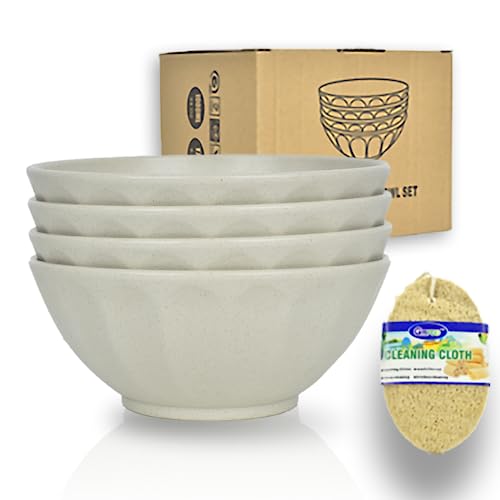 JSYMJSY Schalen Set Bruchfest, 4Teilig Groß Müslischalen Plastik, 16cm/750ml Schüssel Kunststoff für Müsli Suppen Salat Nudel Snack Mikrowellenfest Spülmaschinenfest, Beige von JSYMJSY