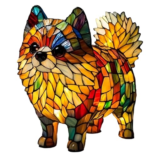 JSvsza Katzenlampe, Nachtlicht Katze und Hund, Handgefertigte Harz Nachttischlampe mit warmem Umgebungslicht, LED Lampe für Hundeliebhaber & Tierische Schlafzimmerbeleuchtung, Pomeranian JSvsza Katzenlampe, Nachtlicht Katze und Hund, Handgefertigte Harz Nachttischlampe mit warmem Umgebungslicht, LED Lampe für Hundeliebhaber & Tierische Schlafzimmerbeleuchtung, Pomeranian von JSvsza
