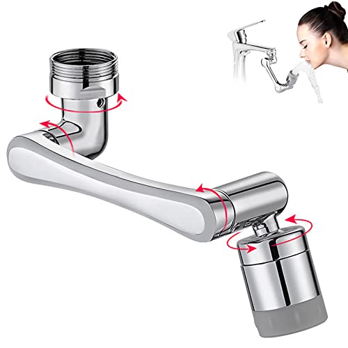 Luftsprudler Wasserhahn Aufsatz, 1440°Drehbar Wasserhahn Strahlregler, Multifunktionaler Verlängerungshahn Mit 2 Sprühfunktion, Wassersparender Siebstrahlregler, Perlatoren Für Wasserhähne,Silber von JT2D