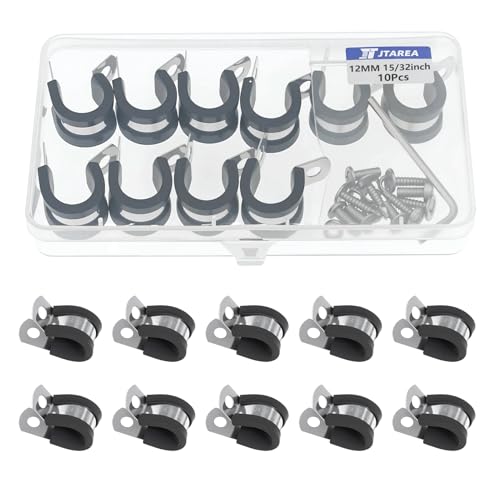 JTAREA 12MM Kabelklemme Gummi P Clips Schlauchschellen 15/32 Zoll Edelstahl Rohrschellen Kabelschellen Metallschelle P-Clips mit Schrauben JTAREA 12MM Kabelklemme Gummi P Clips Schlauchschellen 15/32 Zoll Edelstahl Rohrschellen Kabelschellen Metallschelle P-Clips mit Schrauben von JTAREA