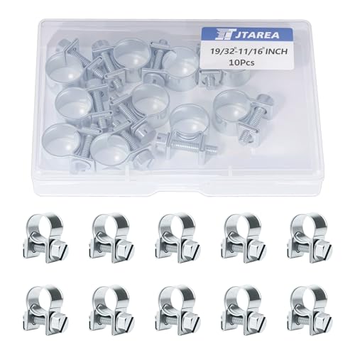 JTAREA 15-17MM Mini Schlauchschellen Verstellbar Kraftstoffeinspritzung Gelenkbolzenschelle Benzinrohrschellen Klein Schlauchklemmen für Kraftstoffleitungs Auspuffrohr Benzinrohr von JTAREA