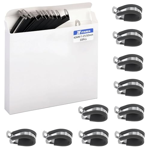 JTAREA 42MM Kabelklemme Gummi P Clips Schlauchschellen 1-21/32 Zoll Edelstahl Rohrschellen Kabelschellen Metallschelle P-Clips mit Schrauben JTAREA 42MM Kabelklemme Gummi P Clips Schlauchschellen 1-21/32 Zoll Edelstahl Rohrschellen Kabelschellen Metallschelle P-Clips mit Schrauben von JTAREA