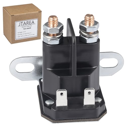 JTAREA 725-04439 Anlasserrelais Magnetschalter Starterrelais 12V Starter Solenoid Anlasser Relais Startermagnetrelais Ersatzteile für John Deere AM138068 Cub Cadet 725 04439 Aufsitzmäher Rasentraktor von JTAREA