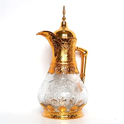 JTBDWOSK 1600ml Marokkanische Teekanne 24 Stunden Hitzeerhaltung Elegante orientalische Kaffeekanne für Saft Milch Arabische Teekanne mit Deckel Filter für Hause Nachmittagstee,Gold von JTBDWOSK