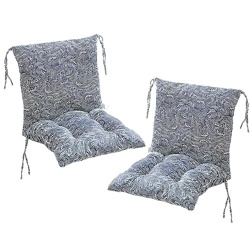 JTBDWOSK 2 Stück Stuhlkissen mit Rückenteil Sitz, Rückenkissen mit Bänder, Niedriglehner Auflage Polsterauflage Gartenstuhl (40x40cm),M von JTBDWOSK
