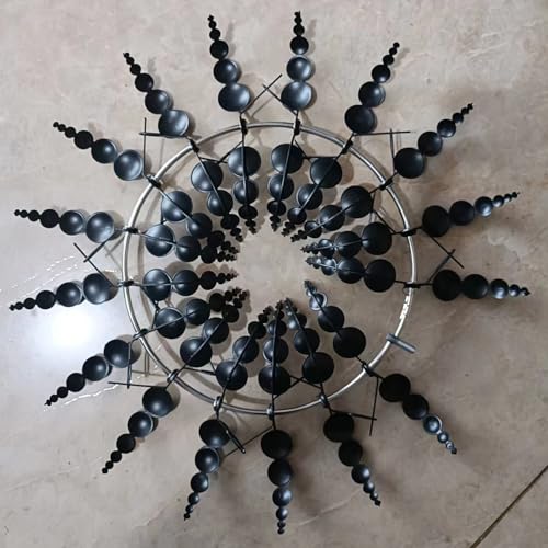 JTBDWOSK 3D Metall-Windmühle,Windbetriebene Kinetische Skulptur,Einzigartige Magische Rasen-Wind-Spinner für Hof und Garten Windfänger Außenterrassendekoration, Durchmesser: 32cm/12.6in,D von JTBDWOSK