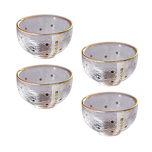 JTBDWOSK 4pcs Glas Sake-Becher Japanische Teetassen Trinkbecher Teetasse Universal Glas Tasse Japan Schnapsglas Weinbecher Wasserbecher Schüssel für Zuhause,Clear von JTBDWOSK