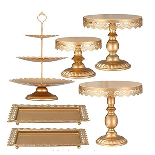 JTBDWOSK 6 Stück Tortenständer,Kuchenständer Set Vintage Tortenständer Gold Torten Etagere Muffin Ständer für Party Geburtstag Hochzeit Weihnachten,Gold von JTBDWOSK