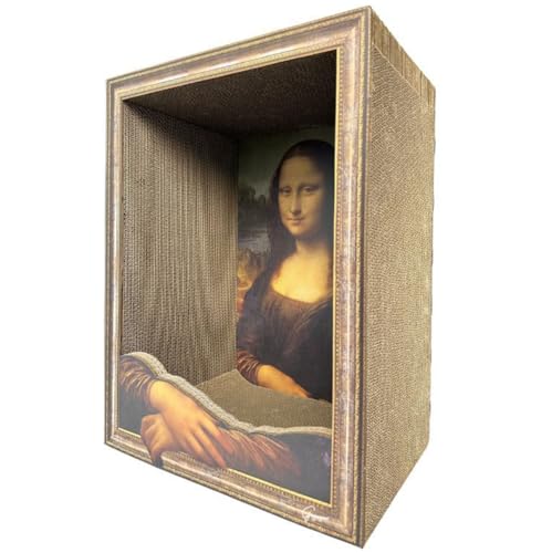 JTBDWOSK A, Mona Lisa Katzen Kratzbett, Kunst 4D Ölgemälde Katze Rahmen Nest für Künstler Kätzchen, Karton Haus & Kratzer von JTBDWOSK