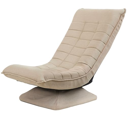 JTBDWOSK Bodenstuhl verstellbare Rückenlehne 360° mit 4-Fach Verstellbarer Rückenlehne Drehbar Klappbar 150kg Belastbarkeit Gepolstert Wohnzimmer Gaming Relax Boden Sessel,Beige von JTBDWOSK
