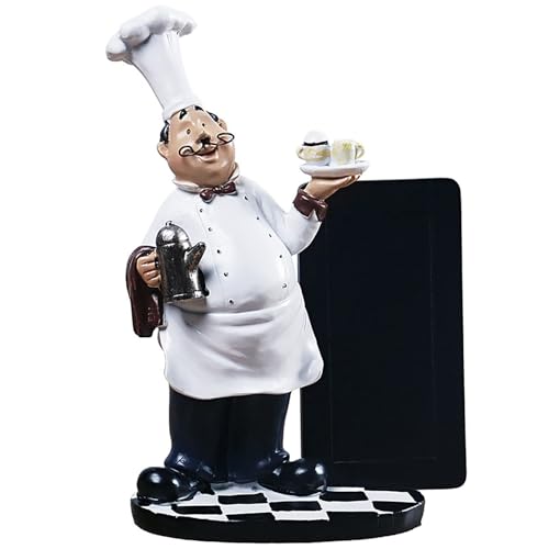 JTBDWOSK Chefkoch Figur,Harz Küchenchef Statue mit Koch-Nachrichtenbrett,Miniatur Chef Resin Figur,Kochen Koch Home Restaurant Cafe Tischdekoration Sammlerstück Geschenke,Schwarz von JTBDWOSK