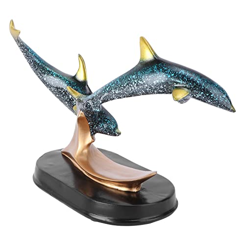 JTBDWOSK Deko Delfin Figuren Harz Dolphin Figur Dolphin Ornament Delfin Statue Skulptur Marine Tiere Tischdeko für Wohnzimmer Hauszimmer Badezimmer Küche Büro Wohnkultur Dekoration Geschenk,Blau von JTBDWOSK