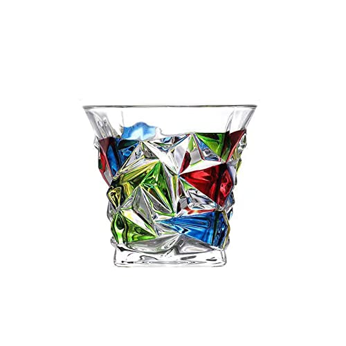 JTBDWOSK Einzigartiges Handbemaltes Stielloses Cocktailglas Bunt Gestreiftes Kristallweinglas für Scotch-, Bourbon-, Likör- für Scotch-Liebhaber,5 von JTBDWOSK