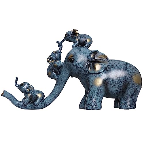 JTBDWOSK Elefanten Deko Skulptur,Elefant Statue Figur,Elefantenharz-Handwerksdekorationen,Afrikanische Deko Geeignet für Zuhause,Wohnzimmer,Hotel, Büro,Tisch Deko,Blau von JTBDWOSK