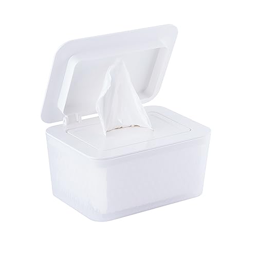 JTBDWOSK Feuchttücher Box für unterwegs, Baby Feuchttücher Box, Feuchttücher Box Servietten Aufbewahrungsbox, Feuchte Toilettenpapierbox,Weiß von JTBDWOSK