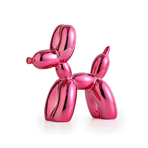 JTBDWOSK Glänzende Ballon-Hund-Statue,Desktop-Ornament, Niedliche Kunstharz-Skulptur, Die Details Werden Anschaulich Dargestellt Dekoration Für Zuhause Schlafzimmer Wohnzimmer Büro,Rosa von JTBDWOSK