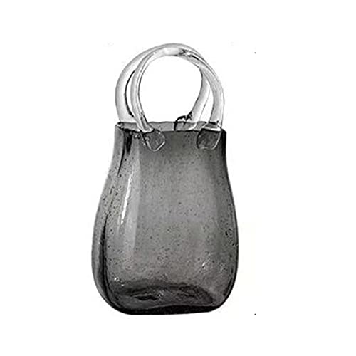 JTBDWOSK Glas-Geldbörsenvase für Blumen klare Glas-Tasche Vase mit Fischschale klare mundgeblasene Glasvasen mit Griffen Glas-Geldbörsen-Vase für Heimdekoration Dekoration,2 von JTBDWOSK