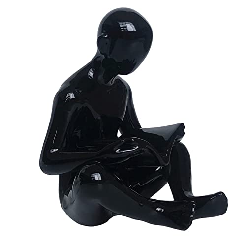 JTBDWOSK Harz Lesen Buchstütze Dekorative Figur Accent Stück für Haus Büro Tisch Und Schreibtisch Dekor Lesen Figur Statue Dekoration,Schwarz von JTBDWOSK