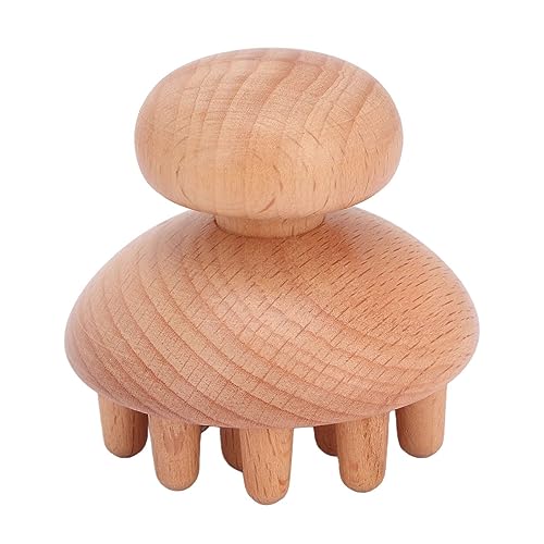 JTBDWOSK Holz-Pilz-Massagegerät, Holz-Pilzform-Massagegerät, Manuelle Massage-Sets und Kits, Manuelles Holz-Massagegerät, Anti-Cellulite-Entlastung, Muskelverspannungen für den Gesamten,Beige von JTBDWOSK