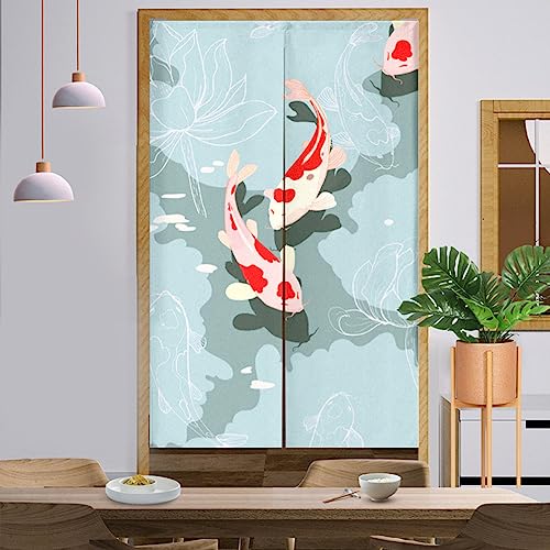 JTBDWOSK Japanischer Stil Dick Leinen Noren Lang Vorhang Türvorhang Raumteiler Tapisserie Für Die Heimtextilien 89 X 120Cm, Gekrönten Kran Und Welle,a von JTBDWOSK