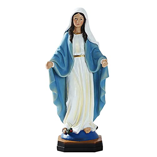 JTBDWOSK Jungfrau Maria Statue, Heilige Maria Figur,Madonna Von Lourdes Statue,Deko Figur Mutter Gottes Maria Madonna De Lourdes - Kunstharz,Blau von JTBDWOSK