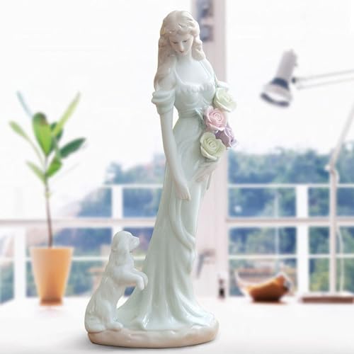 JTBDWOSK Keramik Göttin Moderne Figur Skulptur Mädchen Porzellan Statue Deko Frauen Figuren Ornament Für Wohnzimmer Tischdeko Büro Schreibtisch Handwerk Sammelfigur Deko,B von JTBDWOSK