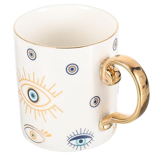 JTBDWOSK Keramik Kaffeetassen Teetassen Trinkbecher Böser Blick Nazar Augen Frühstücktasse Milch Cappuccino Latte Tasse Teebecher Kaffeebecher für Zuhause Büro Tischdeko,B von JTBDWOSK