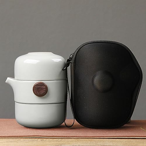 JTBDWOSK Keramik Teekanne Deckel Schüssel japanische Tasse handgemachte tragbare Reisebüro Tee-Set,F von JTBDWOSK