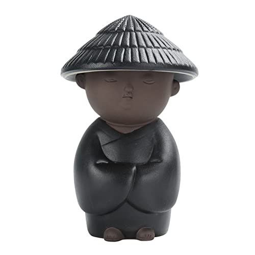 JTBDWOSK Keramik Teesieb Mönch Figuren Tee Abtropfschale Teefilter Chinesische Japanische Teetasse Teeservice Porzellan Teegeschirr Buddha Glücksbringer Für Losen Tee Kungfu Tee Set,Schwarz von JTBDWOSK