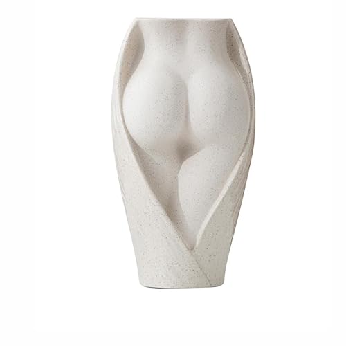 JTBDWOSK Keramik Vase Weiß Vase Für Pampasgras,Kreative Vase Körper Design Blumenvase Modern Deko Vase Frauenkörper Ideal Für Trockenblumen&Blumen Handmade Kleine Vasen Dekoration Ornamente,Weiß von JTBDWOSK