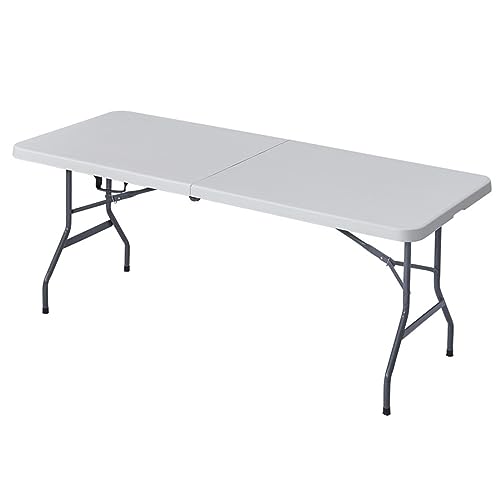 JTBDWOSK Klapptisch mit Tragegriff, Falttisch bis 150 kg, Koffertisch Biertisch Balkontisch Buffettisch Flohmarkttisch Esstisch,Weiß von JTBDWOSK