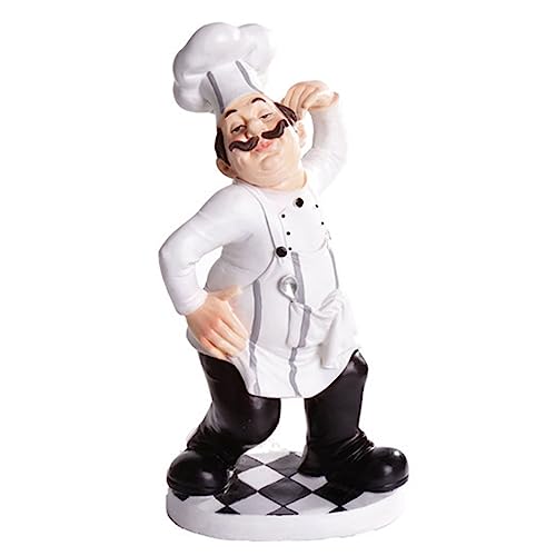 JTBDWOSK Koch Figuren Deko Küchenchef Figur Winkender Koch Bäcker Dekofigur Harz Skulptur Desktop Ornamente Küche Restaurant Café Bar Bäckerei Dekoration Geschenk Stil,Weiß von JTBDWOSK