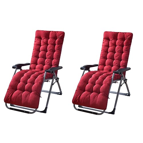 JTBDWOSK Liegestuhl Auflage, Dicke Lange Gartenliegen-Auflage Sofapolster Relaxliegenauflage für draußen, Terrasse, Sonnenliege, Bank, Liegestuhl, Kissen,Rot,2 Stück (1er Pack) von JTBDWOSK